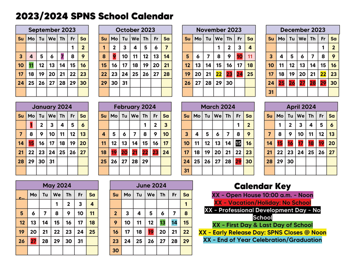 School calendar for 2023-2024